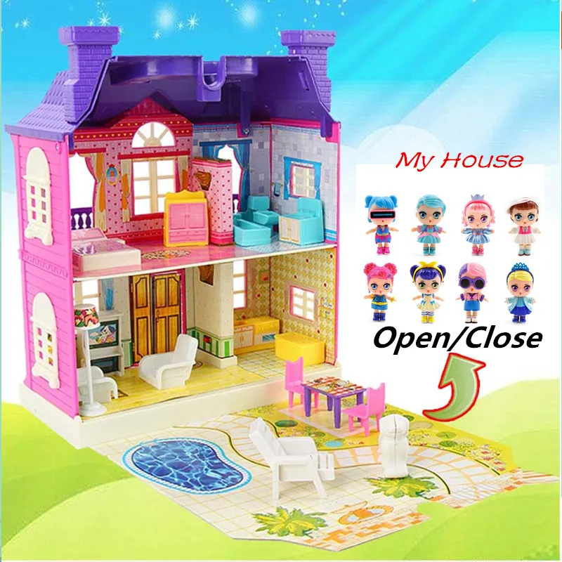 DIY Doll House Toy Realistic 3D Houses For LOL Dolls Toys Assemble Two-Storey - £36.15 GBP+