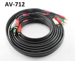 12Ft Hi-Resolution 5-Rca Component Video &amp; Audio Male To Male Cable, Av-712 - £28.76 GBP