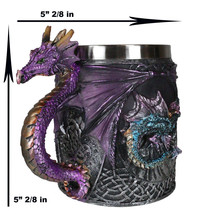 Ebros Conception Blue Fire Purple Dragon Beer Stein Tankard Coffee Cup Mug 12oz - £19.94 GBP