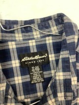 Eddie Bauer Mens XXL Button Down Cotton Long Sleeve Plaid Shirt Blue &amp; B... - $263.46 MXN