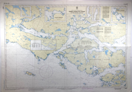 QUEEN CHARLOTTE STRAIT Nautical Chart VANCOUVER ISLAND Map 46&quot;x33&quot; BC Ca... - £23.36 GBP