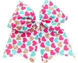 NEW Girls Hair Tie Valentine&#39;s Day Hearts Bow 7 Inches - £4.68 GBP