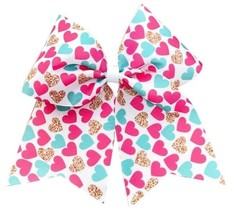 NEW Girls Hair Tie Valentine&#39;s Day Hearts Bow 7 Inches - £4.78 GBP