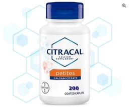 CITRACAL Petites: Calcium Citrate with Vitamin D3, 200 Coated Caplets, exp 02/23 - £5.43 GBP