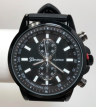 NEW Geneva Platinum 9700-WT Men&#39;s Tachymeter White Accent Black Sport Watch - £21.64 GBP