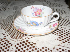 Copeland Spode-Teacup &amp; Saucer Set- Iris- England-1940&#39;s-50&#39;s - £9.59 GBP