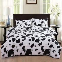 Cow Print Bedding Comforter Set Queen Size Black And White Reversible Geometric  - £56.18 GBP