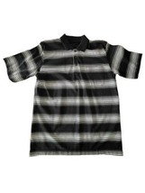 Vintage Polo Shirt Polycotton Short Sleeve Black Stripped M Medium Original - $14.00