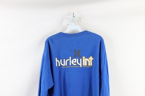 Vintage 90s Hurley Mens Large Faded Spell Out Surfing Long Sleeve T-Shirt Blue Item image 10