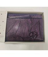 New Buxton Double Zip Leather Organizer Wallet Purple Marble Cow Hide W Box - $23.02 CAD