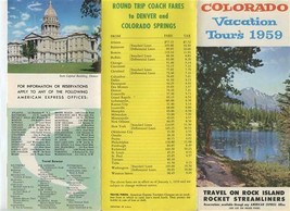 Colorado Vacation Tours 1959 Rock Island Rocket Railroad Brochure &amp; Sche... - $27.72