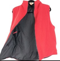 Womens Jacket Large Red Black Reversible  Fleece Vest with Zip Side Pockets - £10.88 GBP