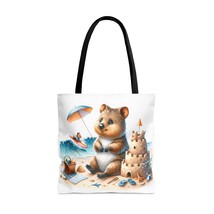Tote Bag, Australian Animals, Quokka, on the Beach Surfing, Personalised/Non-Per - £22.38 GBP+