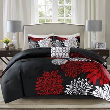 Enya Comforter Set By Comfort Spaces, Queen (90&quot; X 90&quot;), Red/Black, Modern - £108.12 GBP