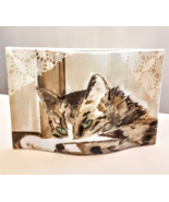 Minou-ettes Fine Porcelain Vase by C Pradalie Green Eyed Tiger Cat Portu... - £23.41 GBP