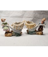 Vintage Germany Pottery Porcelain Figurines Seashell Conch Planter Boy a... - $36.93