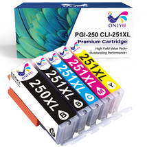 5Pack New Pgi-250Xl Cli-251Xl Ink +Chip Set For Canon Pixma Mg6320 Mg6420 Mg7520 - $15.99