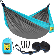 Camping Hammock Double &amp; Single Portable Hammocks with 2 Tree Straps and... - $33.52