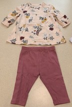 Ever &amp; Ever Baby Girl Dress Blouse &amp; Pink  Leggings Pants Set Flowers Peach - $256.21 MXN