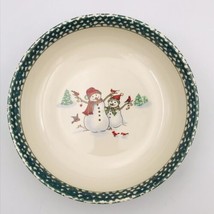 Thomson Pottery Winterland Snowman Green Serving Pasta Bowl 2.5&quot; Tall 9&quot;... - $18.69
