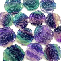 Rainbow Fluorite Hand Carved Rose Flower Healing Crystal Stone Collectio... - £19.78 GBP