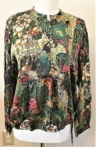 Johnny Was Parrot Cosima Blouse Sz-XL Green Multicolor Floral - £142.20 GBP