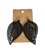 Dark Bloom Leaf Wood Drop Earrings - $12.00