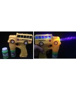 LIGHT UP YELLOW SCHOOL BUS BUBBLE GUN W SOUND toy bottle bubbles maker m... - $12.92 CAD