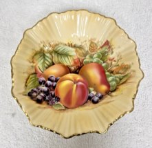 Vintage Aynsley Bone China Orchard Gold Fruit Pattern Fluted Candy Dish ... - $28.22