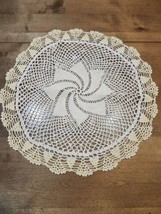 Vintage Crochet Yellow &amp; White Doily Cute! Fall Décor Colors  - $12.00