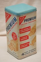 Nabisco Premium Saltine Crackers Tin Box Metal Canister Vintage 1969 - £33.62 GBP