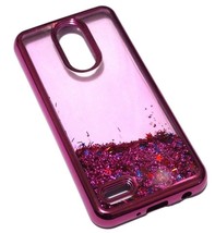 For Lg Aristo 2 X210 / K8 2018 - Hot Pink Glitter Stars Liquid Water Case Cover - $15.49