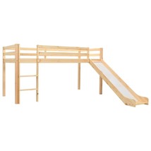 Children&#39;s Loft Bed Frame with Slide &amp; Ladder Pinewood 97x208 cm - £196.19 GBP