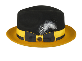 Men Bruno Capelo Dress Hat Australian Wool Fedora Caesar Black Mustard C... - £52.63 GBP