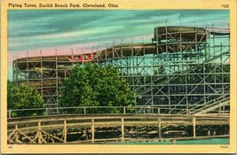 Euclid Beach Park Flying Turns Coaster Cleveland OH UNP LInen Postcard L5 - £13.22 GBP