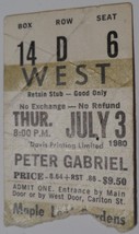 PETER GABRIEL 1980 Maple Leaf Gardens Ticket Stub Gold Box Toronto NM Ge... - £10.17 GBP