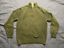 LL Bean Quarter Zip Cotton Pullover Sweater Men’s Size Medium Regular Green - $19.80