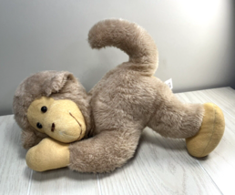 Gund 1976 plush vintage monkey lying down taupe brown gray stuffed anima... - $12.86