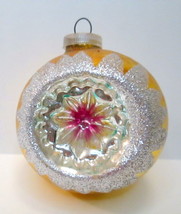 Vtg DBGM West Germany Indent Glass Reflector Christmas Ornament Gold &amp; Silver - £15.72 GBP