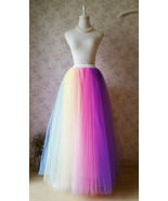 Adult RAINBOW Tulle Skirt Plus Size Long Rainbow Maxi Skirt Outfit - $65.99