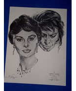 Sophia Loren Academy Award Oscar Portrait Print Vintage 1962 Volpe Two W... - £9.65 GBP