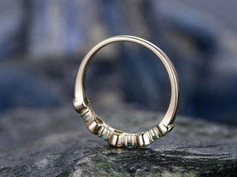 1CT Lab Created Eternity Green Emerald Wedding Band Ring 14K Yellow Gold Finish - £57.11 GBP