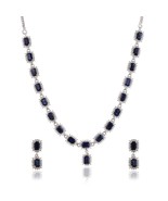 18K Lab Blue Sapphire Topaz Tennis Necklace Silver Gold Engagement Women... - $370.63 CAD+