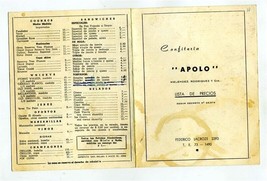 Confiteria Apolo Menu Buenos Aires Argentina 1930&#39;s Cafe - £9.27 GBP