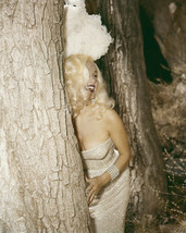 An item in the Entertainment Memorabilia category: MAMIE VAN DOREN BUSTY IN WHITE SEQUINED GOWN POSING BY TREE 8X10 PHOTO