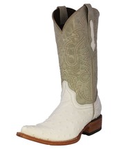 Mens White Ostrich Quill  Pattern Leather Western Wear Cowboy Boots 3x Toe - £87.65 GBP