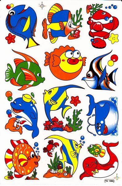 D392 Fish Dolphin Aquarium Whale Sticker Decal Kids Size 27x18 cm / 10x7... - $2.49