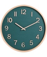Rustic 12” Green Wood Wall Clock, Lightweight &amp; Silent, Great for Home o... - $530.60 MXN