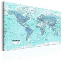 Tiptophomedecor Stretched Canvas World Map Art - World Map: Sky Blue World - Str - £80.41 GBP+