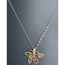 Cute 14K MULTI-TONE Gold Filigree Butterfly Pendant Nacklace Sky - £188.78 GBP